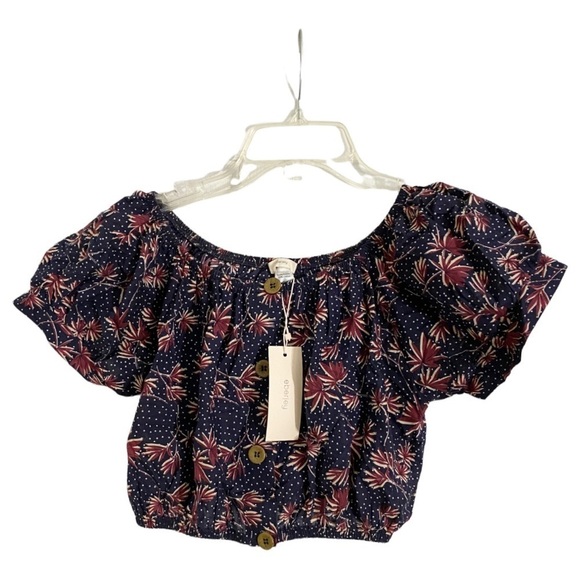 NEW Eberjey Harper Crop Top in Peacoat and Brick Elastic On or Off Shoulder - Picture 4 of 9